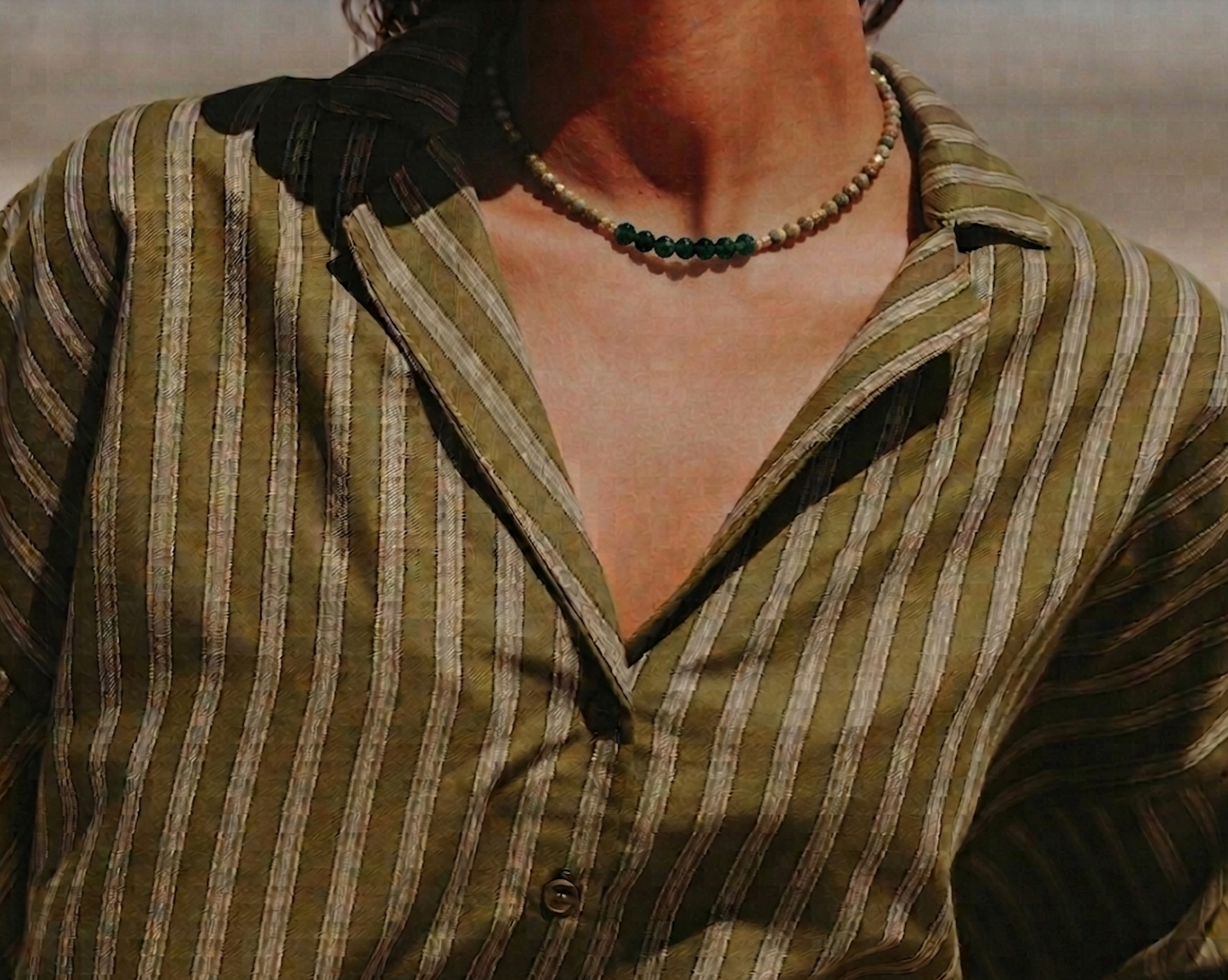 collier thelma pierre unakite plaqué or mademoizelle abeille