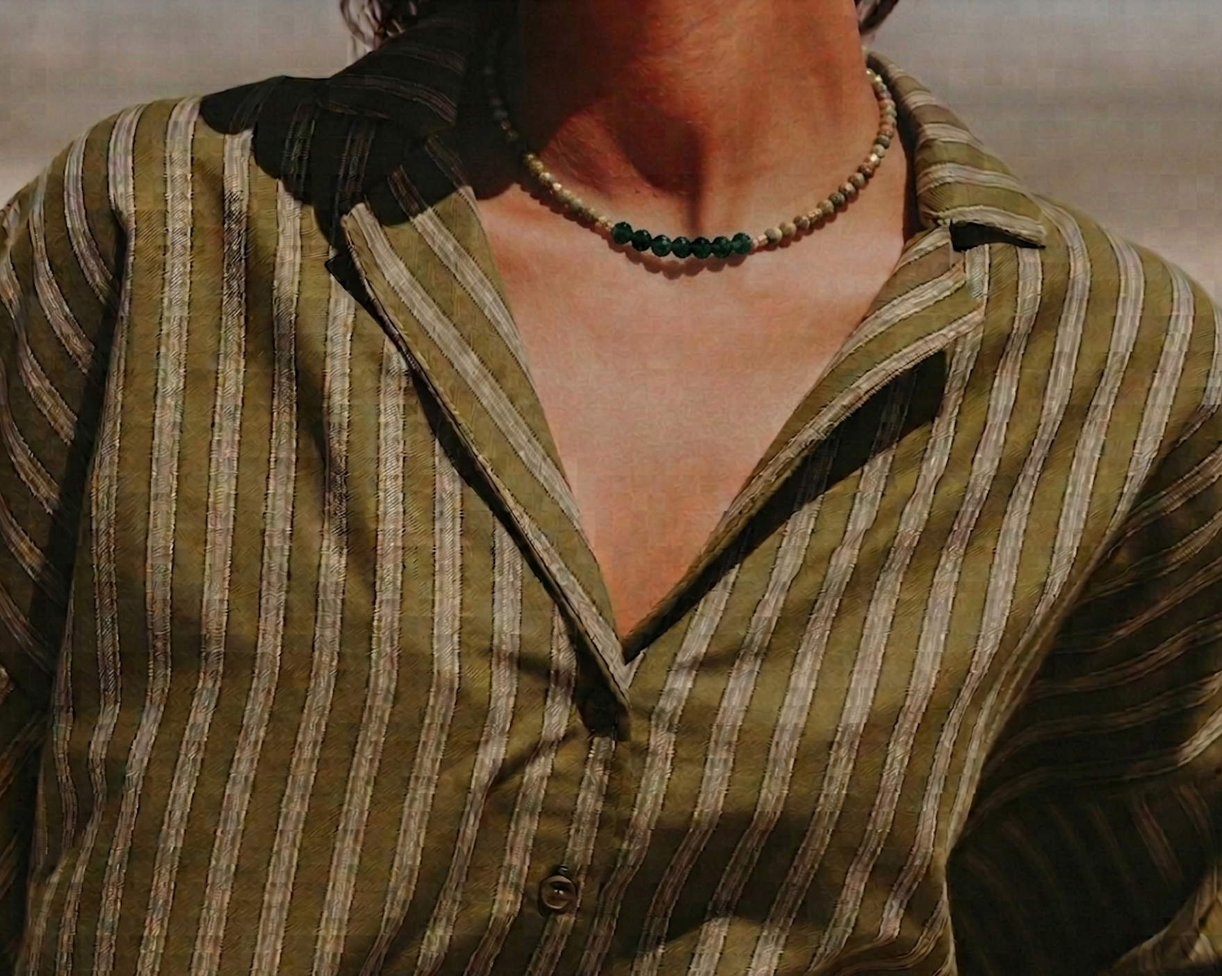 collier thelma pierre unakite plaqué or mademoizelle abeille