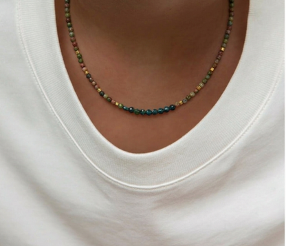 Collier Thelma unakite kaki Mademoizelle Abeille