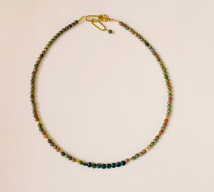 Collier Thelma unakite kaki Mademoizelle Abeille